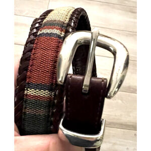 Men’s Brighton Santos Fabric 67506 Leather Woven Edge Quality Belt Sz 38